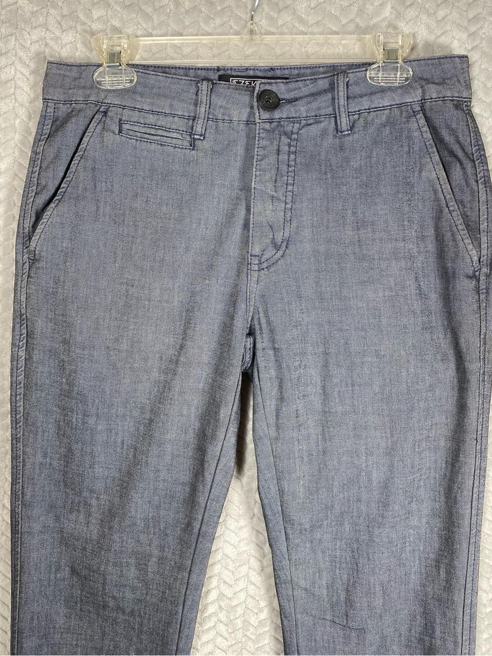 Ezekiel Men's Blue Chambray Chino Pants Slim Straight Size 31